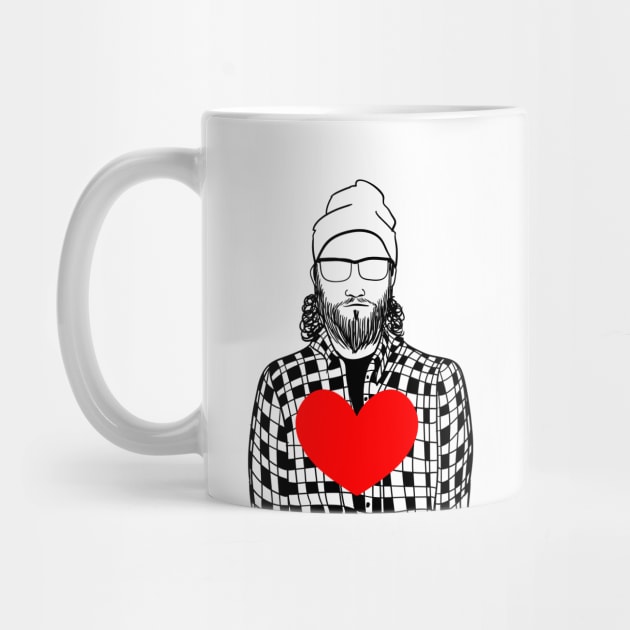 Stylish guy in a hat with big heart by fears